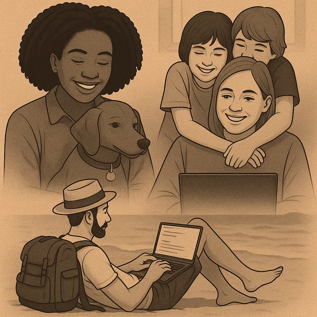 An illustration of happy bookkeepers enjoying life