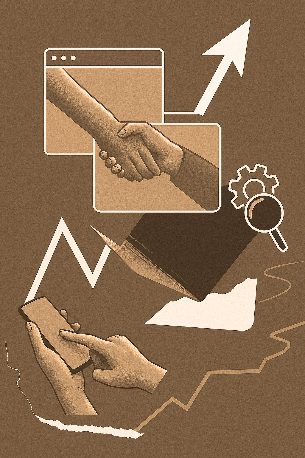 Abstract shapes representing growth through online services